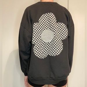Checkerboard Flower Crew Neck